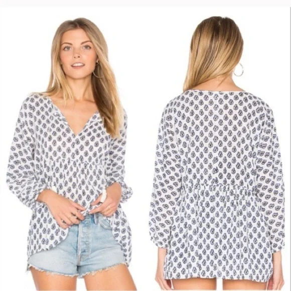 Soft Joie Ulyana gauze printed peasant blouse RUNS LARGE - Picture 7 of 13